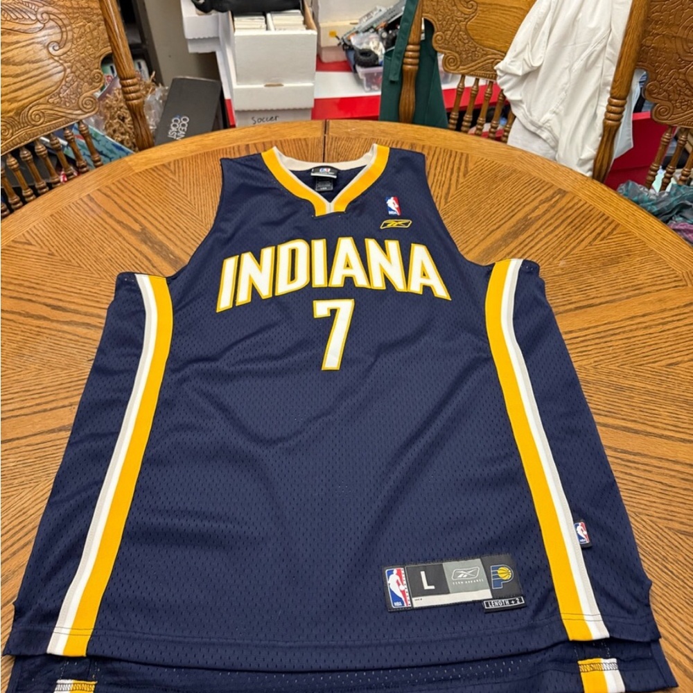 Reebok Indiana Pacers #7 Navy and Yellow NBA Jersey